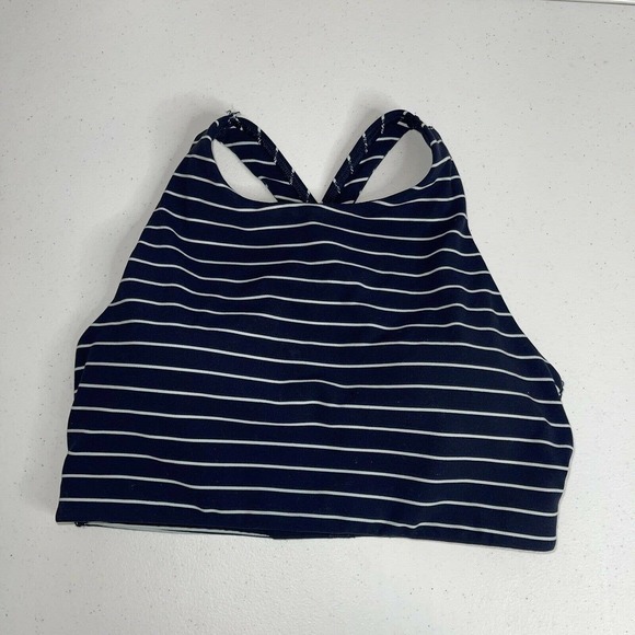 Athleta Other - Athleta Women’s High Neck Sports Bra Striped Navy Blue Size S